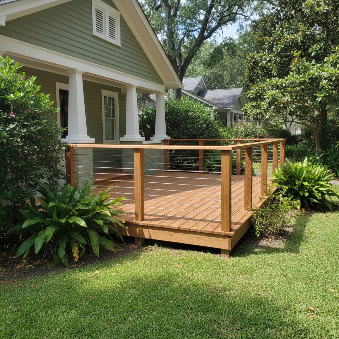 Custom Deck Design completed by Oasis Deck Co in Carthage, MS